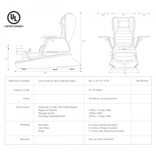 Lenox M Pedicure Spa Chair USA Made Pedicure Chair Call Today